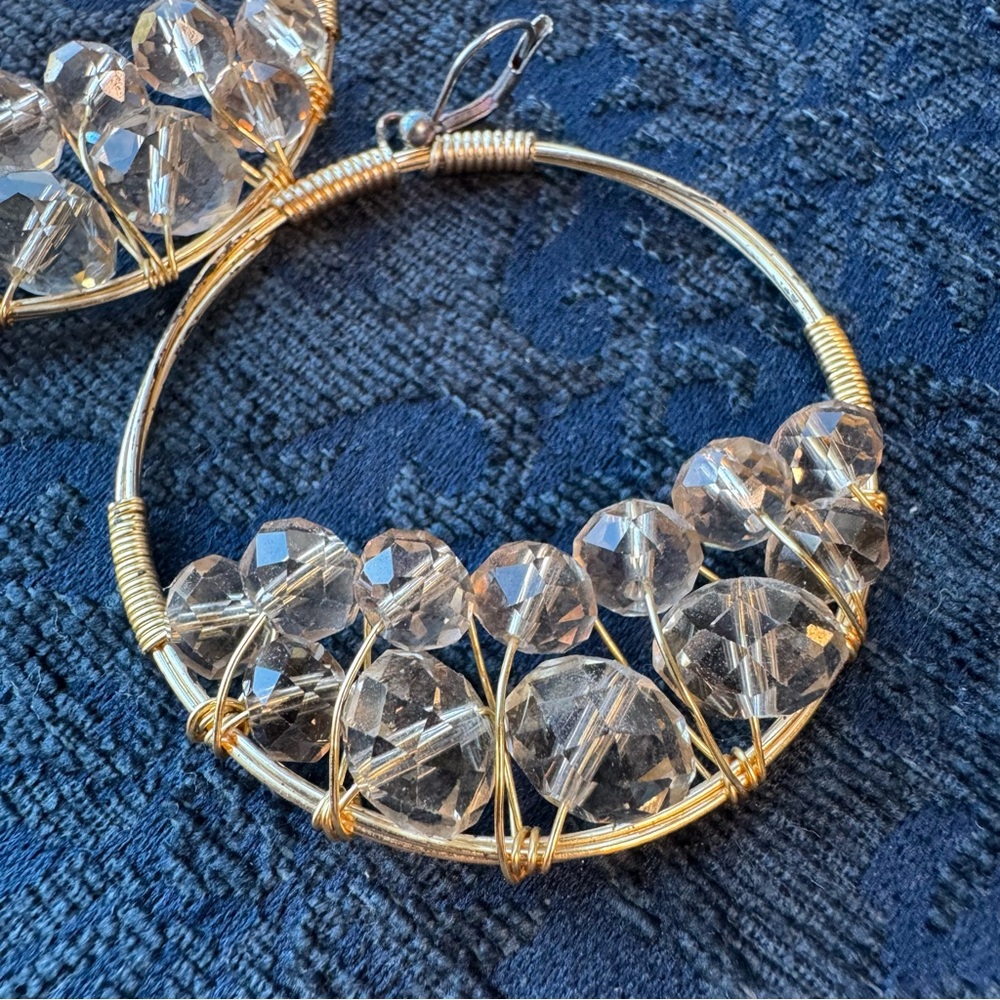Rory Ashton beaded hoop earrings boutique brand latch closure earrings - Picture 5 of 11
